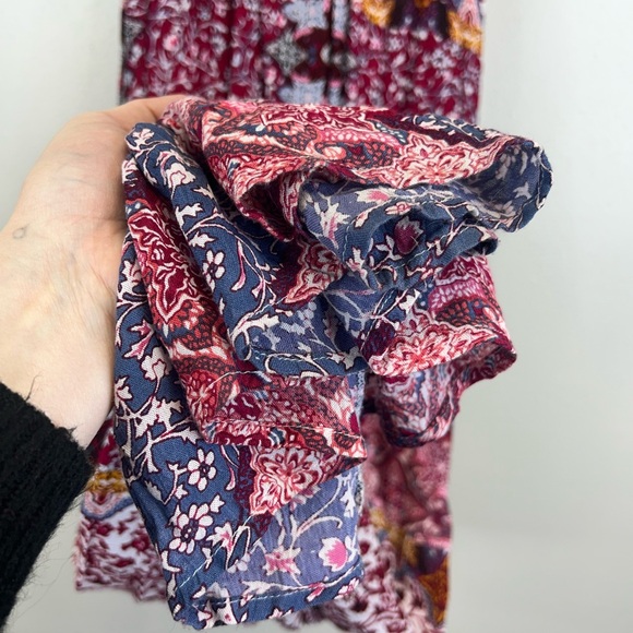 Forever 21 Burgundy Blue Floral Maxi Dress Womens M Boho Hippie Festival Summer - Picture 14 of 14